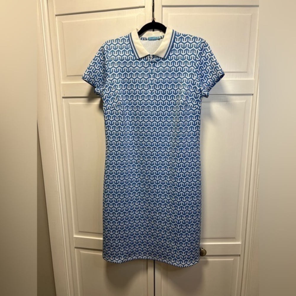 J. McLaughlin Montclair Catalina Polo Dress Size Women’s Medium Color Blue/White